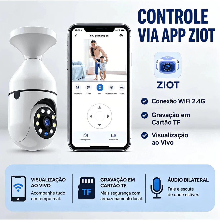 Controle pelo aplicativo no celular